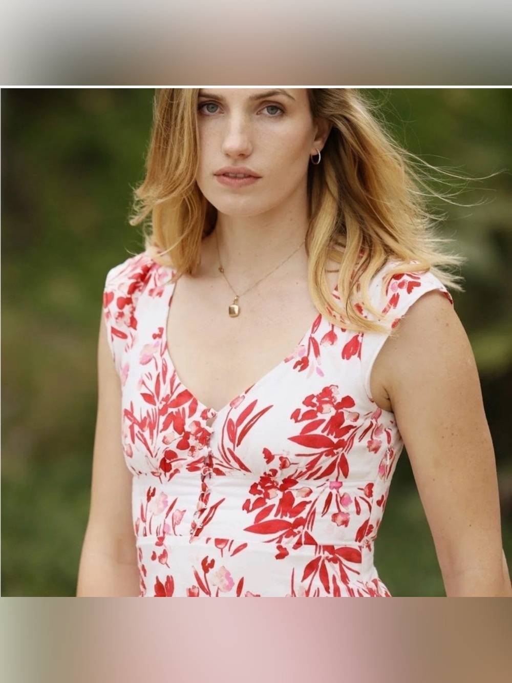 Banana Republic Linen Blend Floral Spring Pink Coral Dress Size 8 - Picture 5 of 17